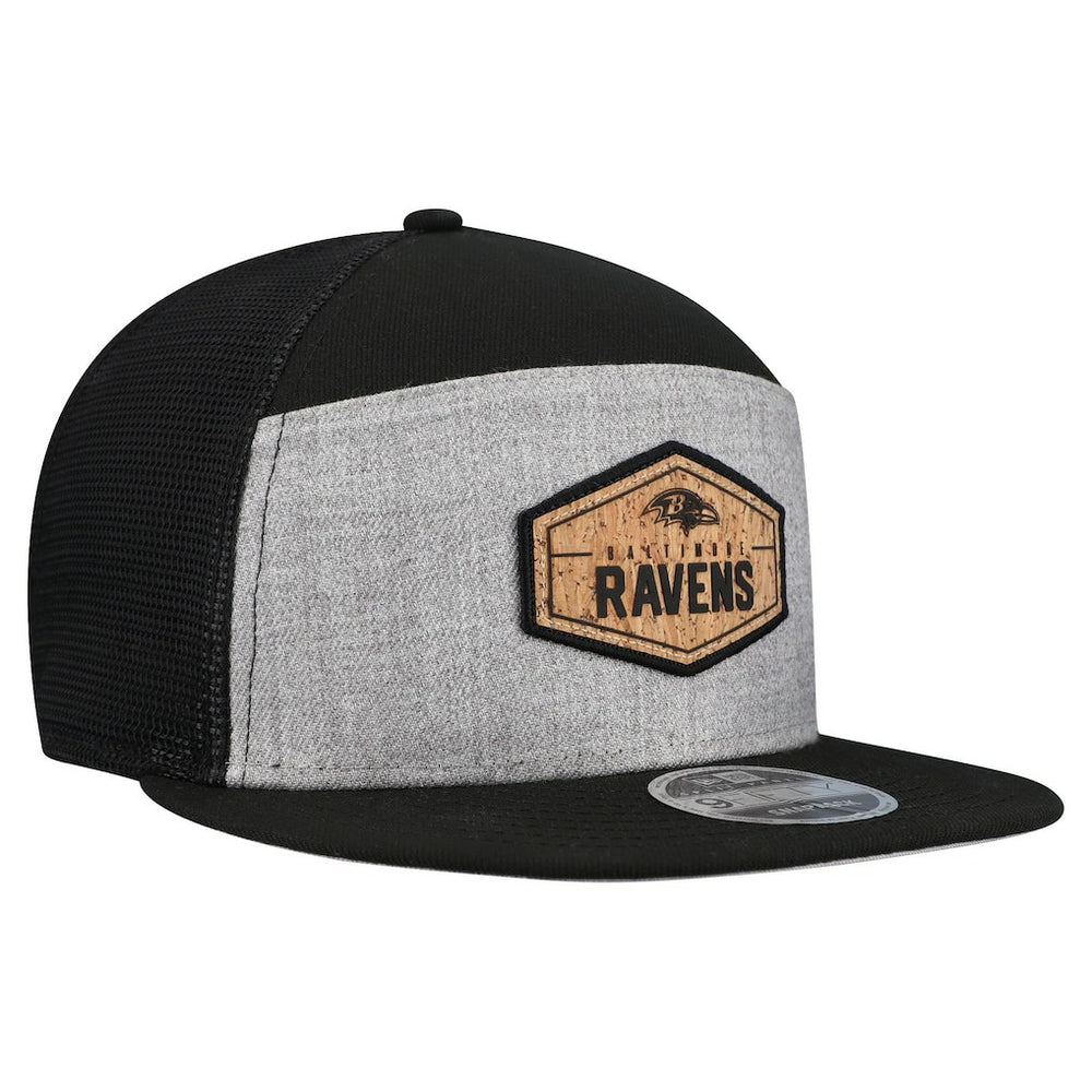Baltimore Ravens New Era Cork Split Panel 9FIFTY Trucker Snapback Hat - Gray/Black cheap