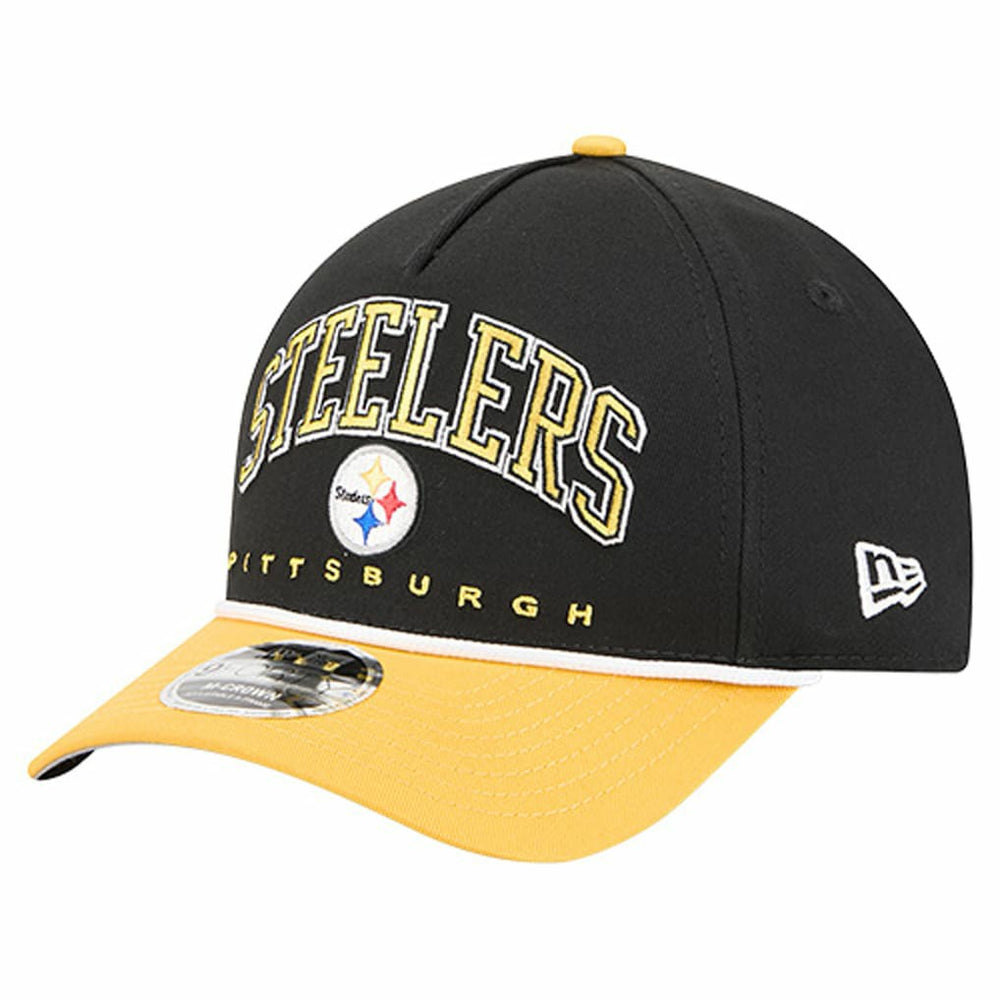 Pittsburgh Steelers New Era Arch COOLERA 9FORTY A-Frame M-Crown Adjustable Hat - Black discount