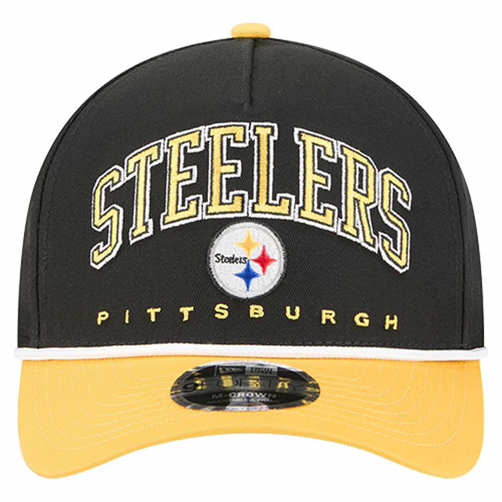 Pittsburgh Steelers New Era Arch COOLERA 9FORTY A-Frame M-Crown Adjustable Hat - Black discount