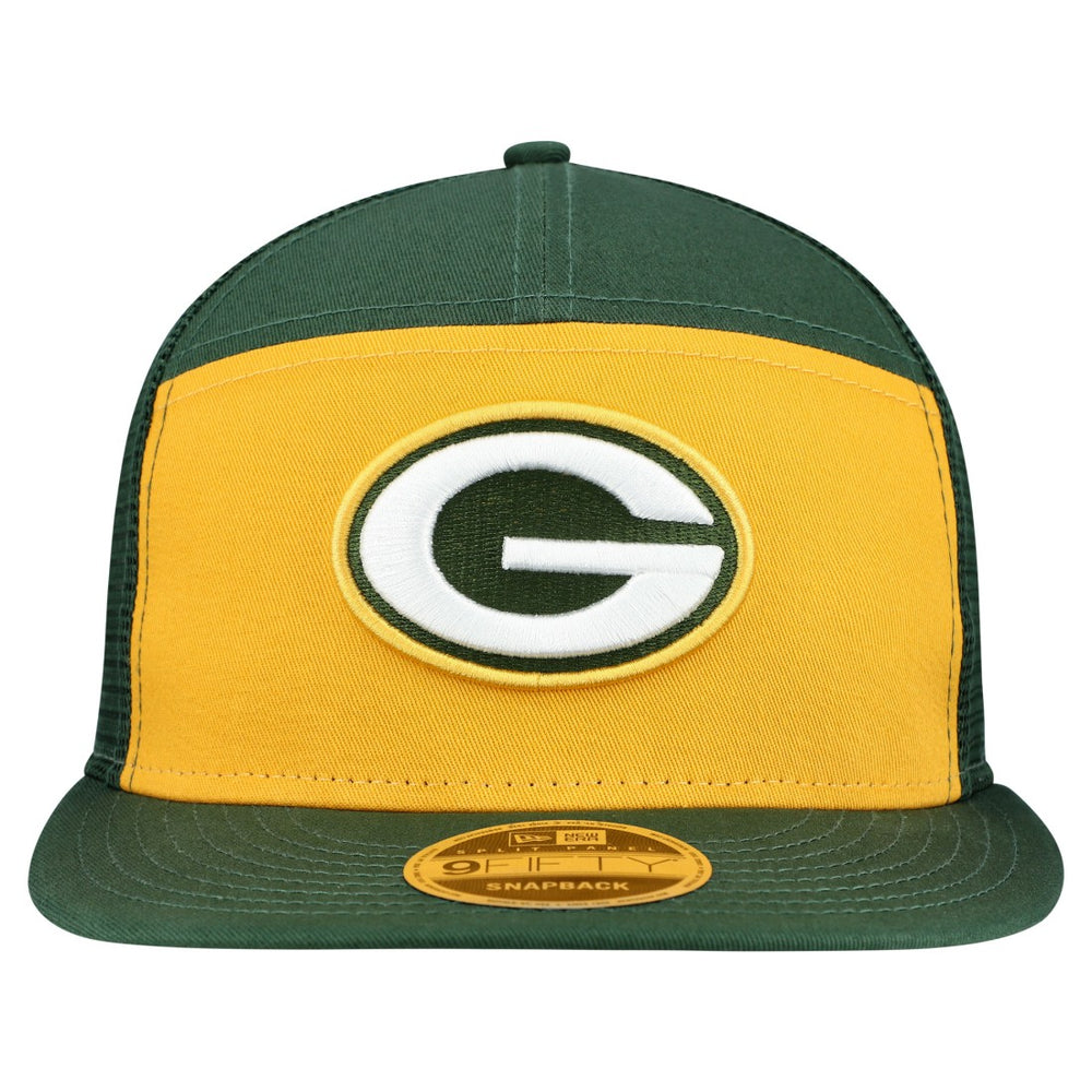 Green Bay Packers New Era Outdoor Split Panel 9FIFTY Snapback Hat - Gold/Green sale