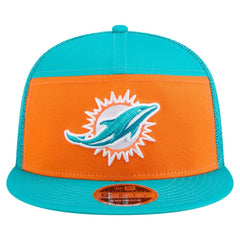 Miami Dolphins New Era Outdoor Split Panel 9FIFTY Snapback Hat - Orange/Aqua sale