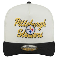 Pittsburgh Steelers New Era Chainstitch A-Frame 9FIFTY Adjustable Hat - Cream/Black sale