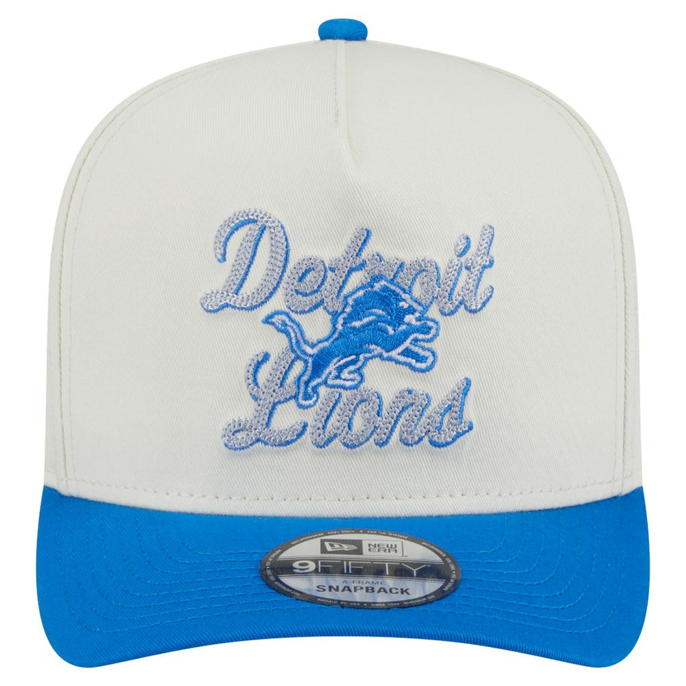 Detroit Lions New Era Chainstitch A-Frame 9FIFTY Adjustable Hat - Cream/Blue online