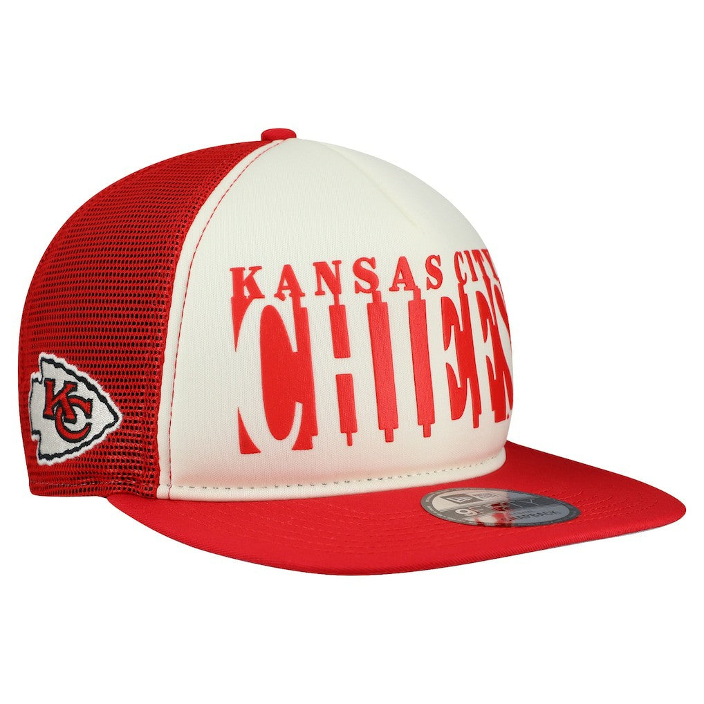 Kansas City Chiefs New Era Cutout A-Frame 9FIFTY Snapback Hat - Cream/Red cheap