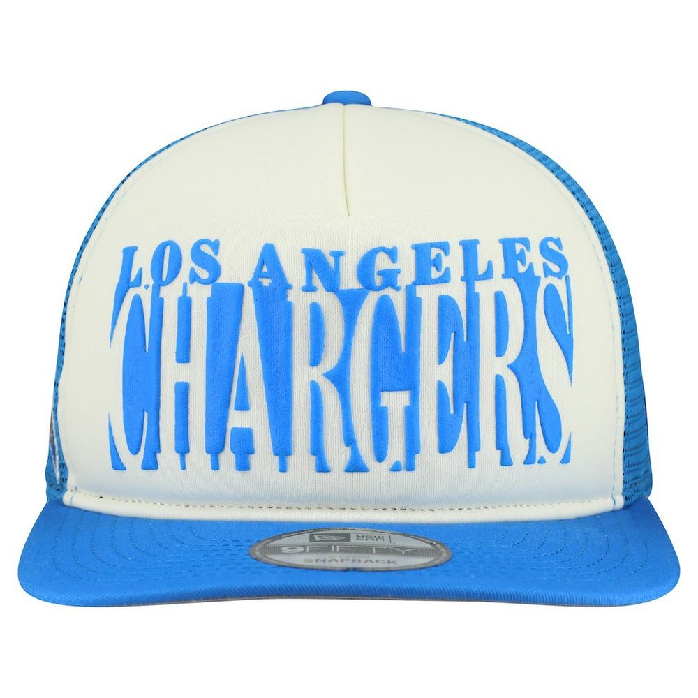 Los Angeles Chargers New Era Cutout A-Frame 9FIFTY Snapback Hat - Cream/Powder Blue sale