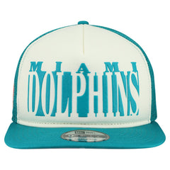 Miami Dolphins New Era Throwback Cutout A-Frame 9FIFTY Snapback Hat - Cream/Aqua on sale