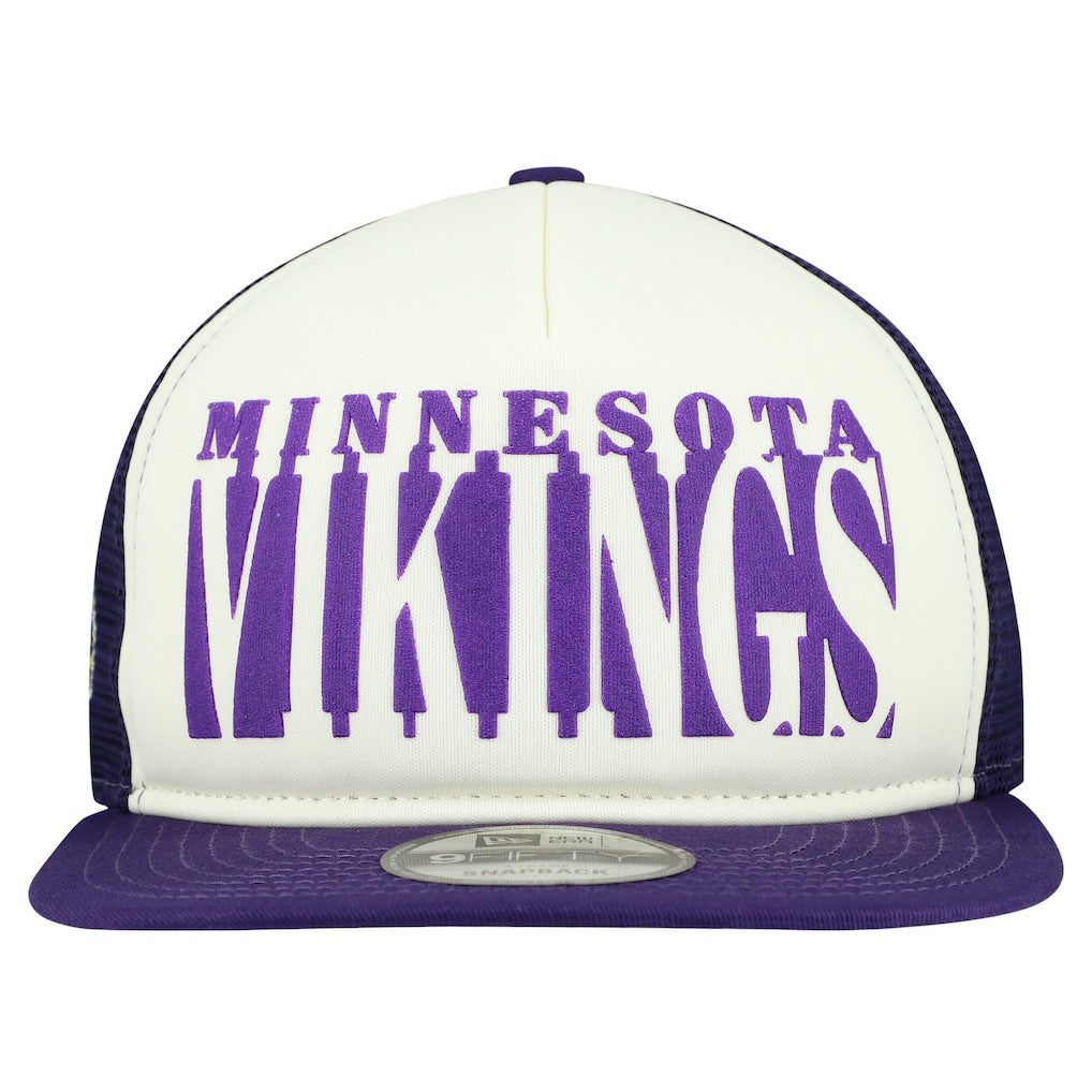 Minnesota Vikings New Era Cutout A-Frame 9FIFTY Snapback Hat - Cream/Purple outlet
