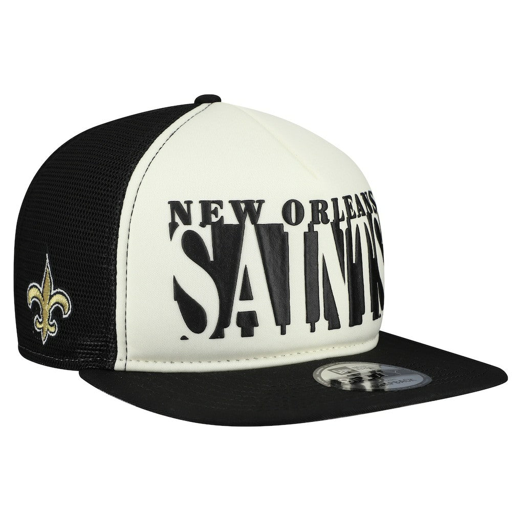 New Orleans Saints New Era Cutout A-Frame 9FIFTY Snapback Hat - Cream/Black for sale