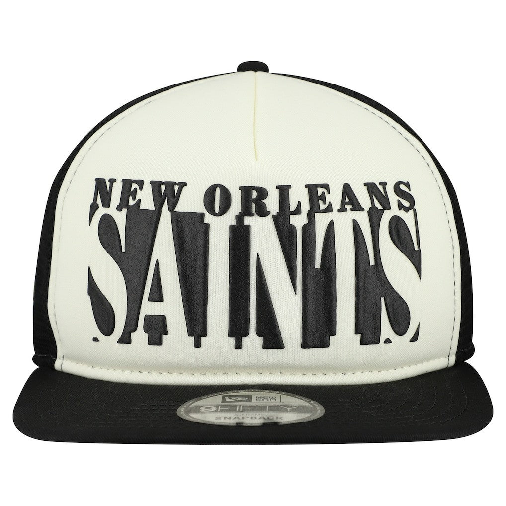 New Orleans Saints New Era Cutout A-Frame 9FIFTY Snapback Hat - Cream/Black for sale