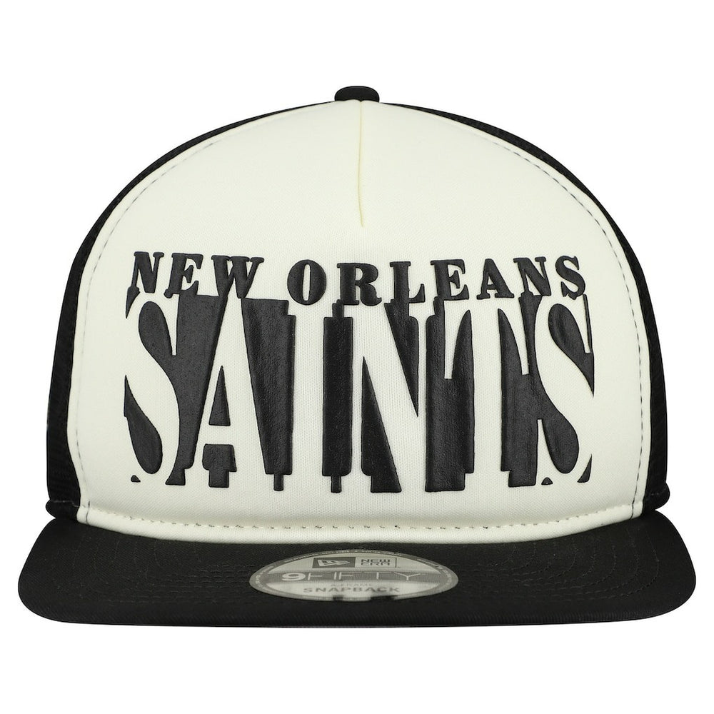 New Orleans Saints New Era Cutout A-Frame 9FIFTY Snapback Hat - Cream/Black for sale