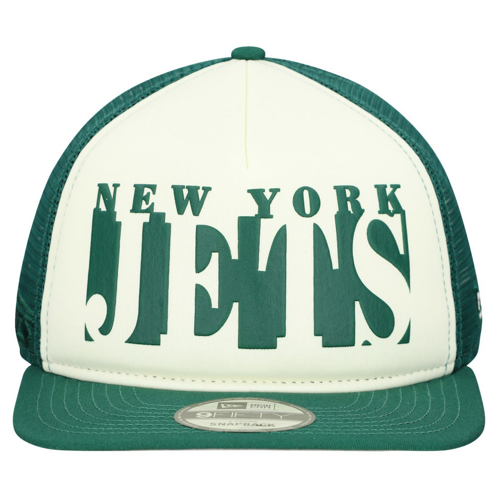 New York Jets New Era Cutout A-Frame 9FIFTY Snapback Hat - Cream/Green on sale
