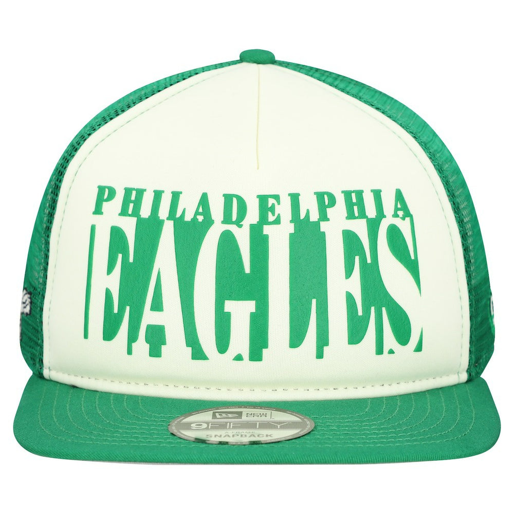Philadelphia Eagles New Era Throwback Cutout A-Frame 9FIFTY Snapback Hat - Cream/Kelly Green discount