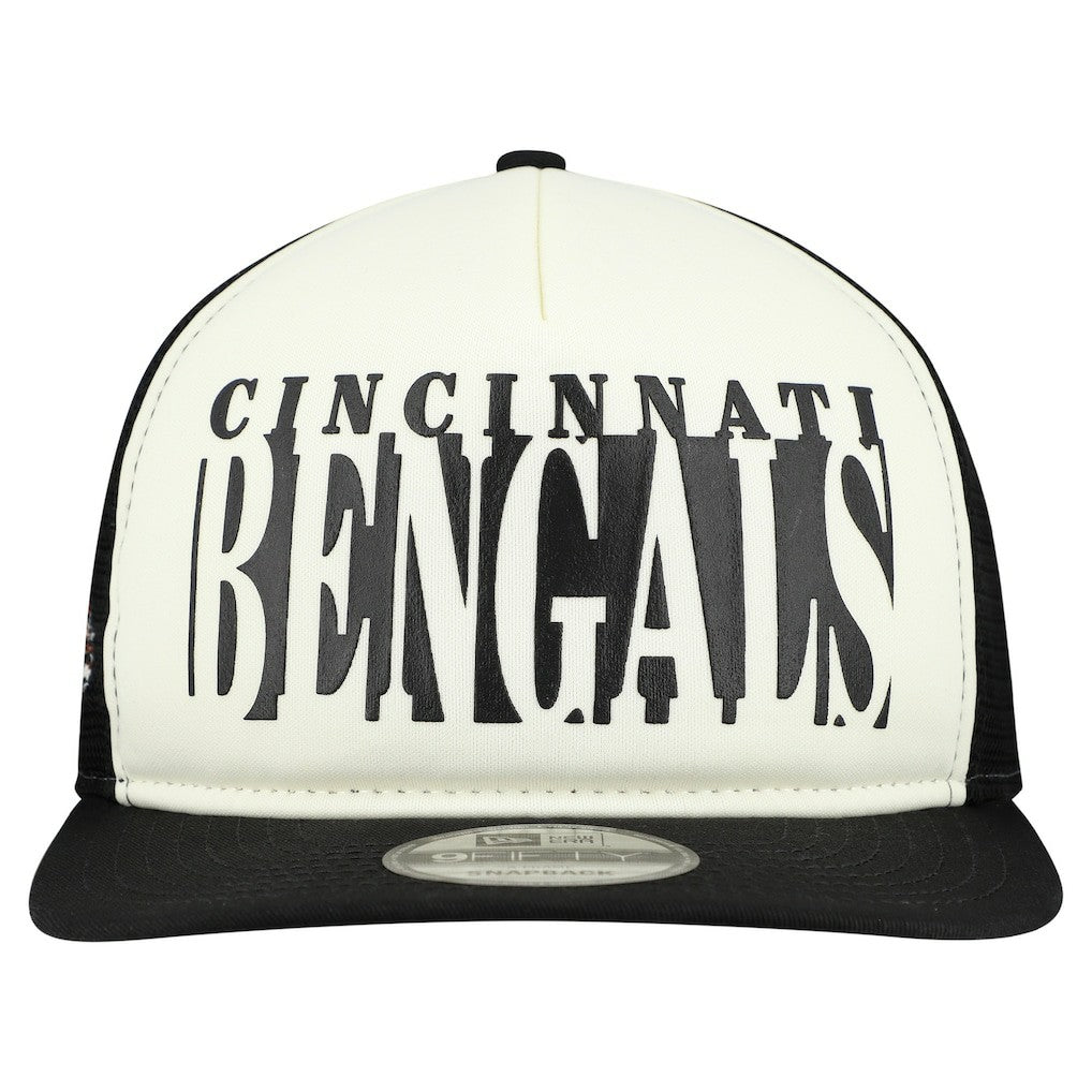 Cincinnati Bengals New Era Throwback Cutout A-Frame 9FIFTY Snapback Hat - Cream/Black sale