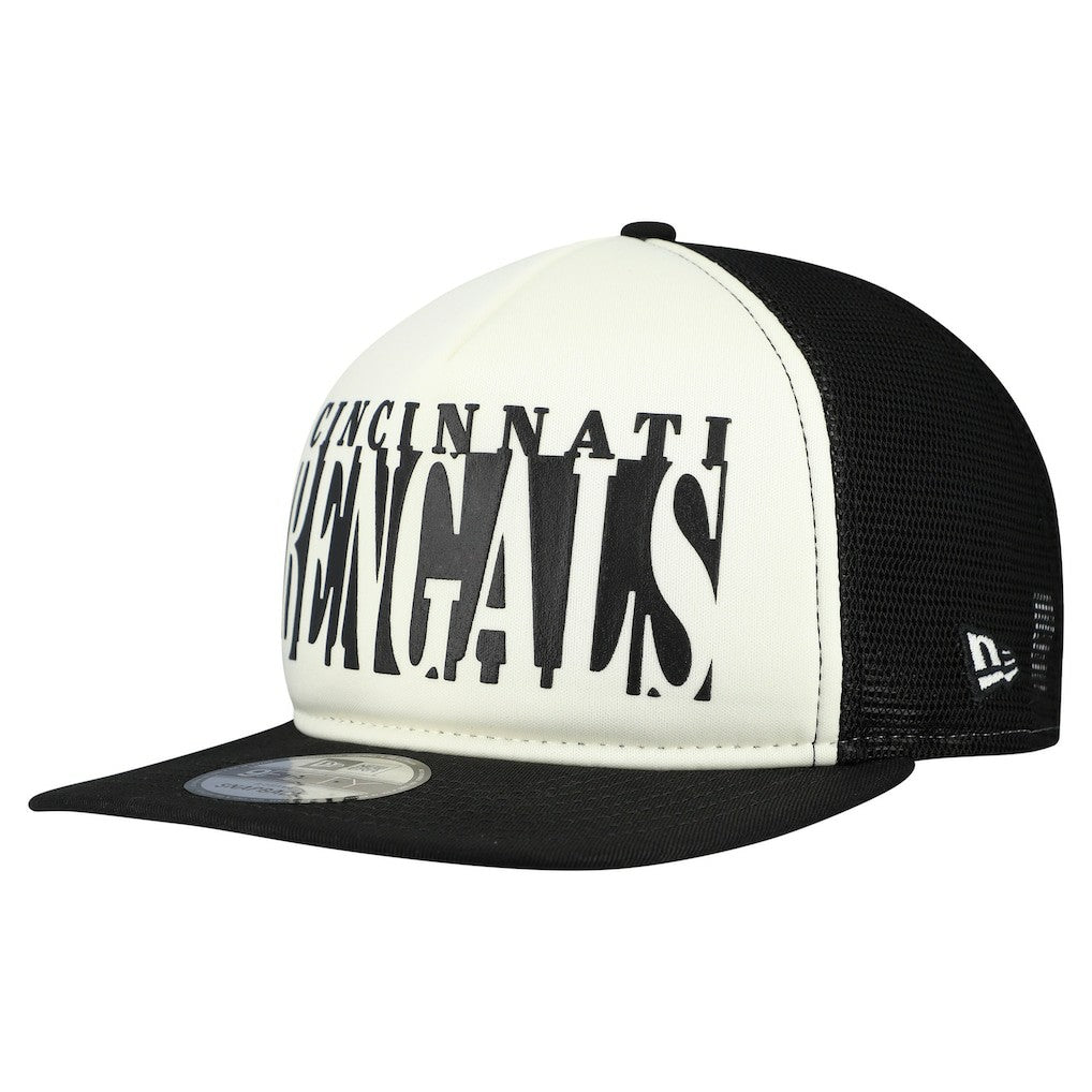 Cincinnati Bengals New Era Throwback Cutout A-Frame 9FIFTY Snapback Hat - Cream/Black sale