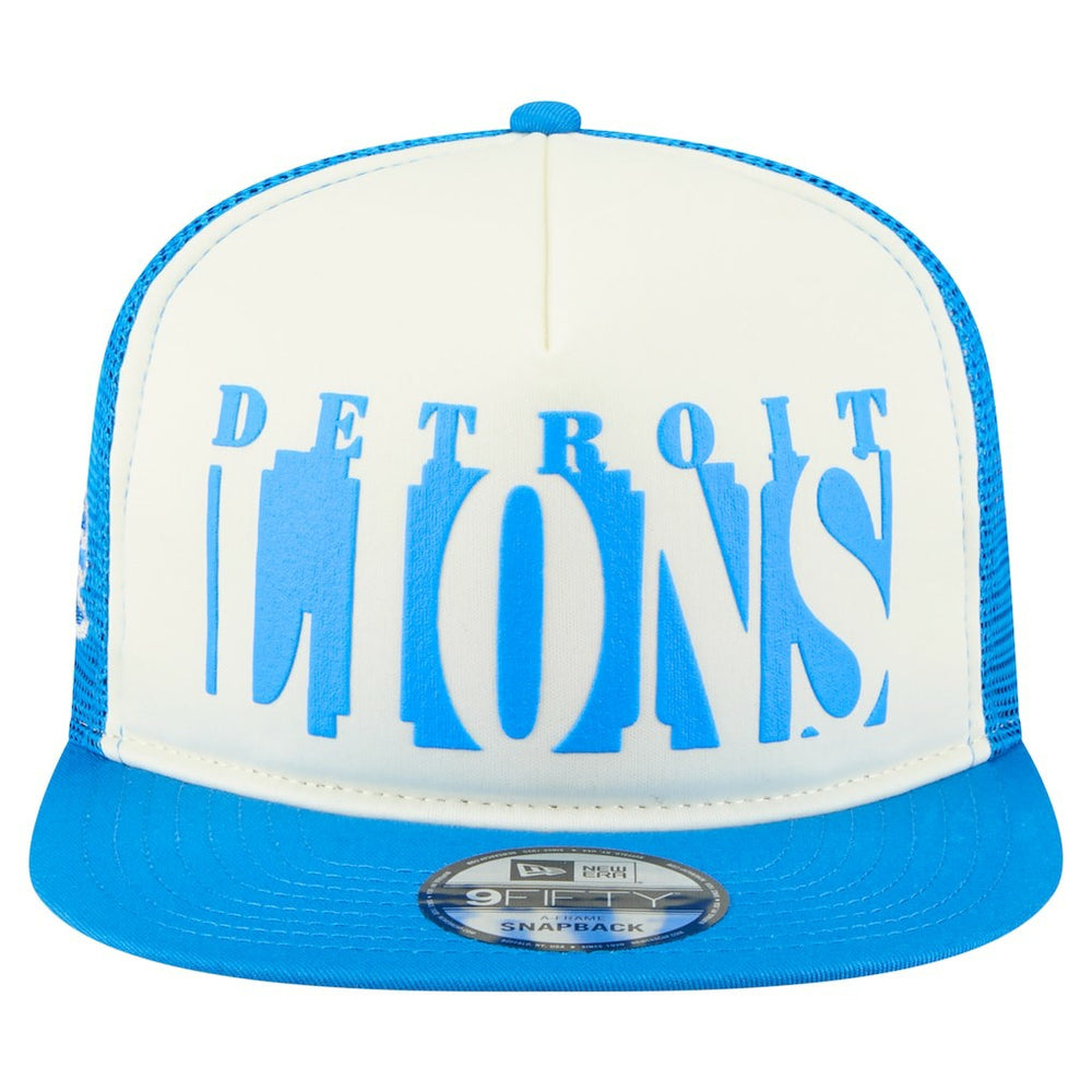 Detroit Lions New Era Cutout A-Frame 9FIFTY Snapback Hat - Cream/Blue cheap
