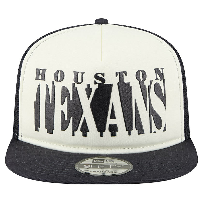 Houston Texans New Era Cutout A-Frame 9FIFTY Snapback Hat - Cream/Navy on sale