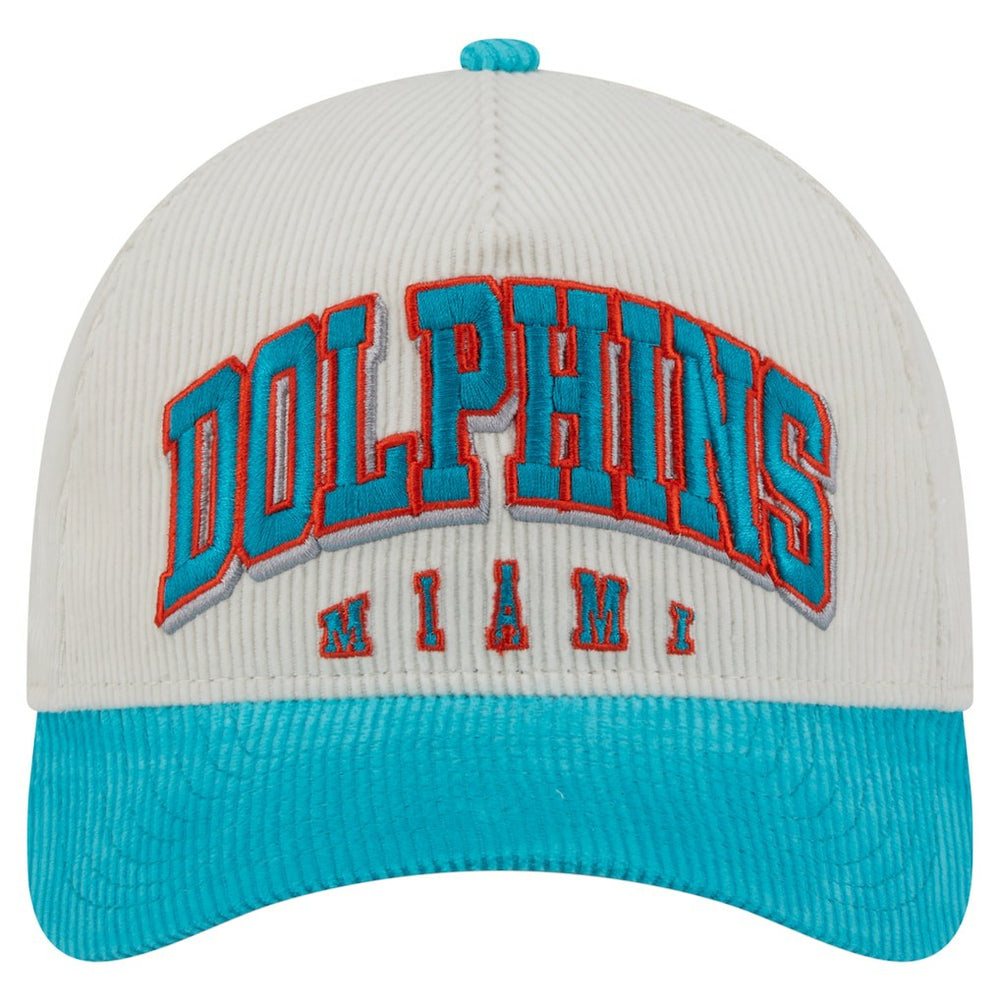 Miami Dolphins New Era Throwback Two-Tone Sided Corduroy 9FORTY A-Frame Adjustable Hat - Cream/Aqua outlet