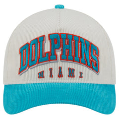 Miami Dolphins New Era Throwback Two-Tone Sided Corduroy 9FORTY A-Frame Adjustable Hat - Cream/Aqua outlet
