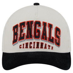 Cincinnati Bengals New Era Head Two-Tone Sided Corduroy 9FORTY A-Frame Adjustable Hat - Cream/Black sale