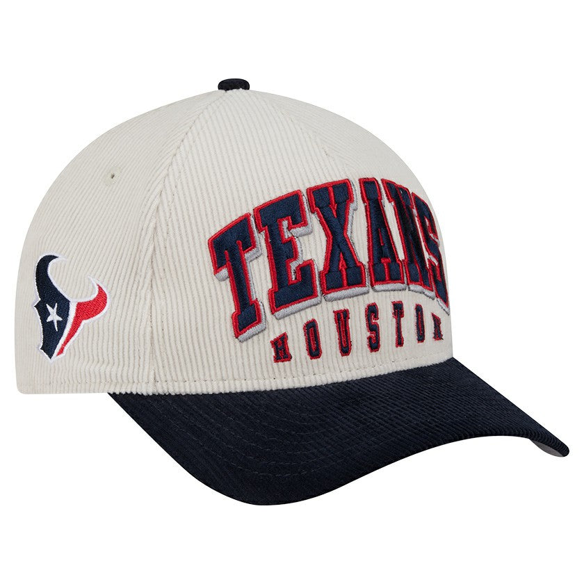 Houston Texans New Era Two-Tone Sided Corduroy 9FORTY A-Frame Adjustable Hat - Cream/Navy sale