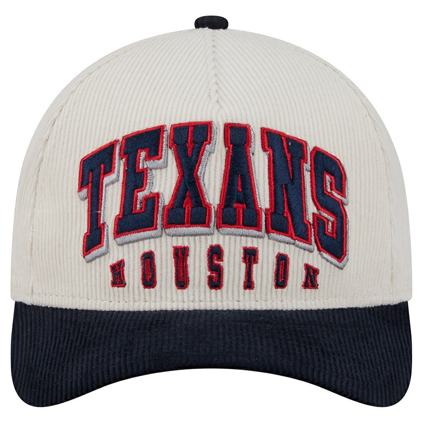 Houston Texans New Era Two-Tone Sided Corduroy 9FORTY A-Frame Adjustable Hat - Cream/Navy sale