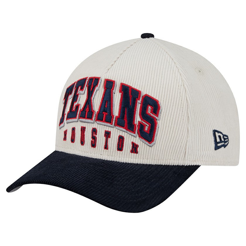 Houston Texans New Era Two-Tone Sided Corduroy 9FORTY A-Frame Adjustable Hat - Cream/Navy sale