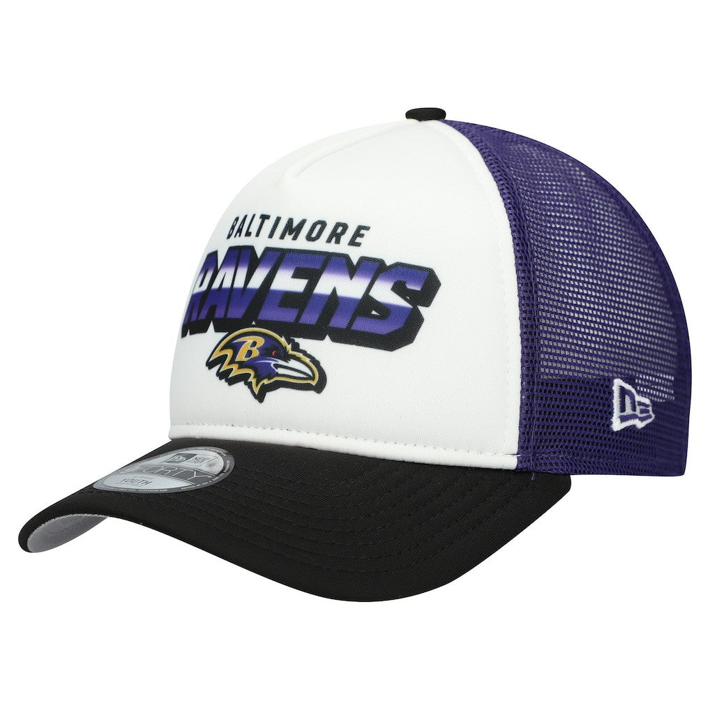 Baltimore Ravens New Era Youth Streak 9FORTY A-Frame Adjustable Hat - White/Black cheap