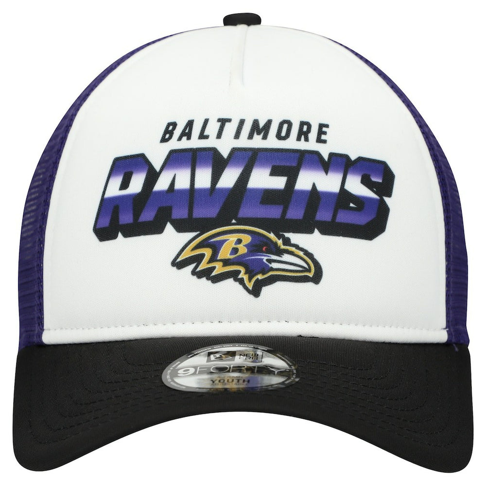 Baltimore Ravens New Era Youth Streak 9FORTY A-Frame Adjustable Hat - White/Black cheap