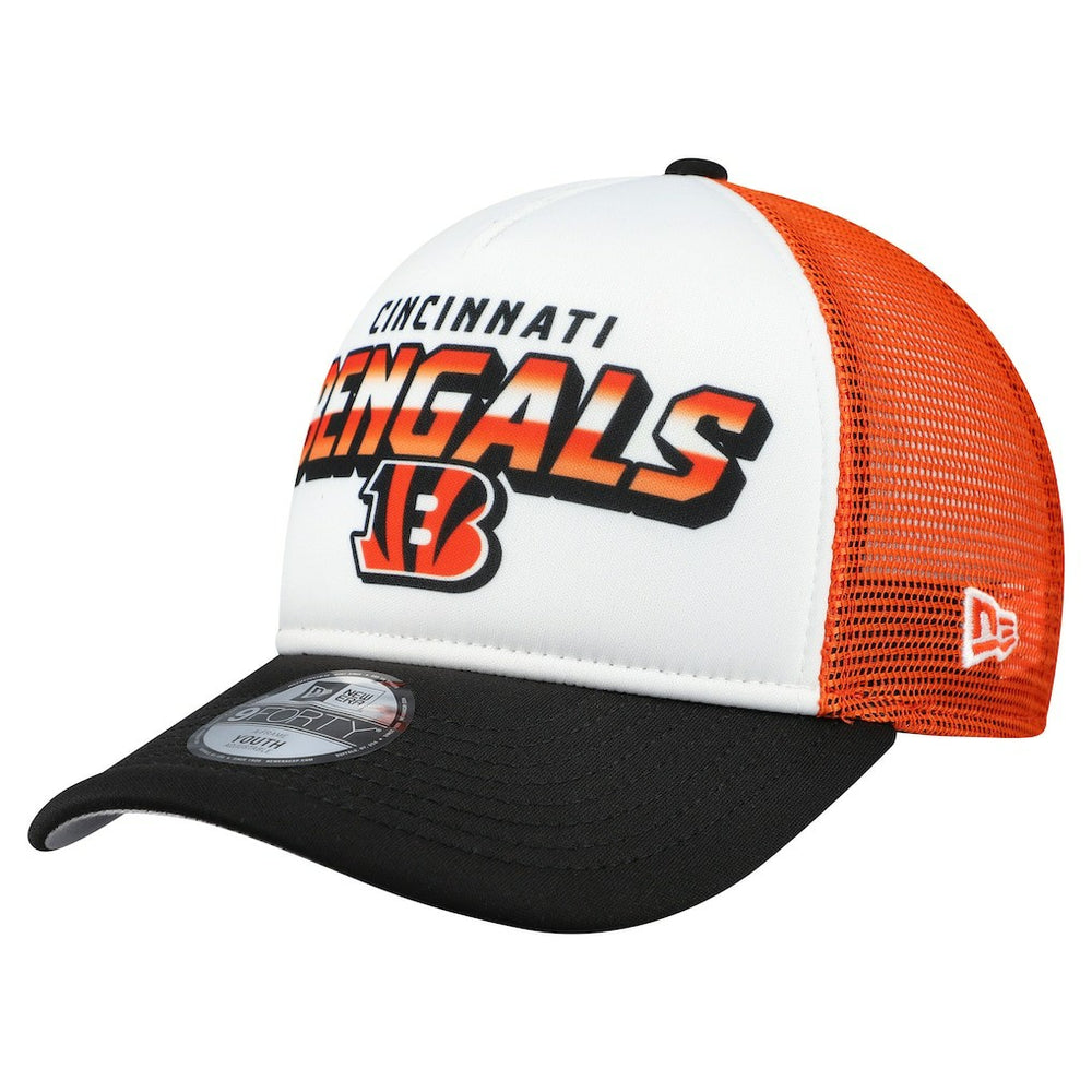 Cincinnati Bengals New Era Youth Streak 9FORTY A-Frame Adjustable Hat - White/Black outlet