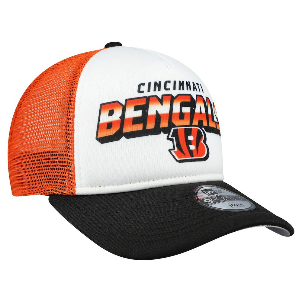 Cincinnati Bengals New Era Youth Streak 9FORTY A-Frame Adjustable Hat - White/Black outlet