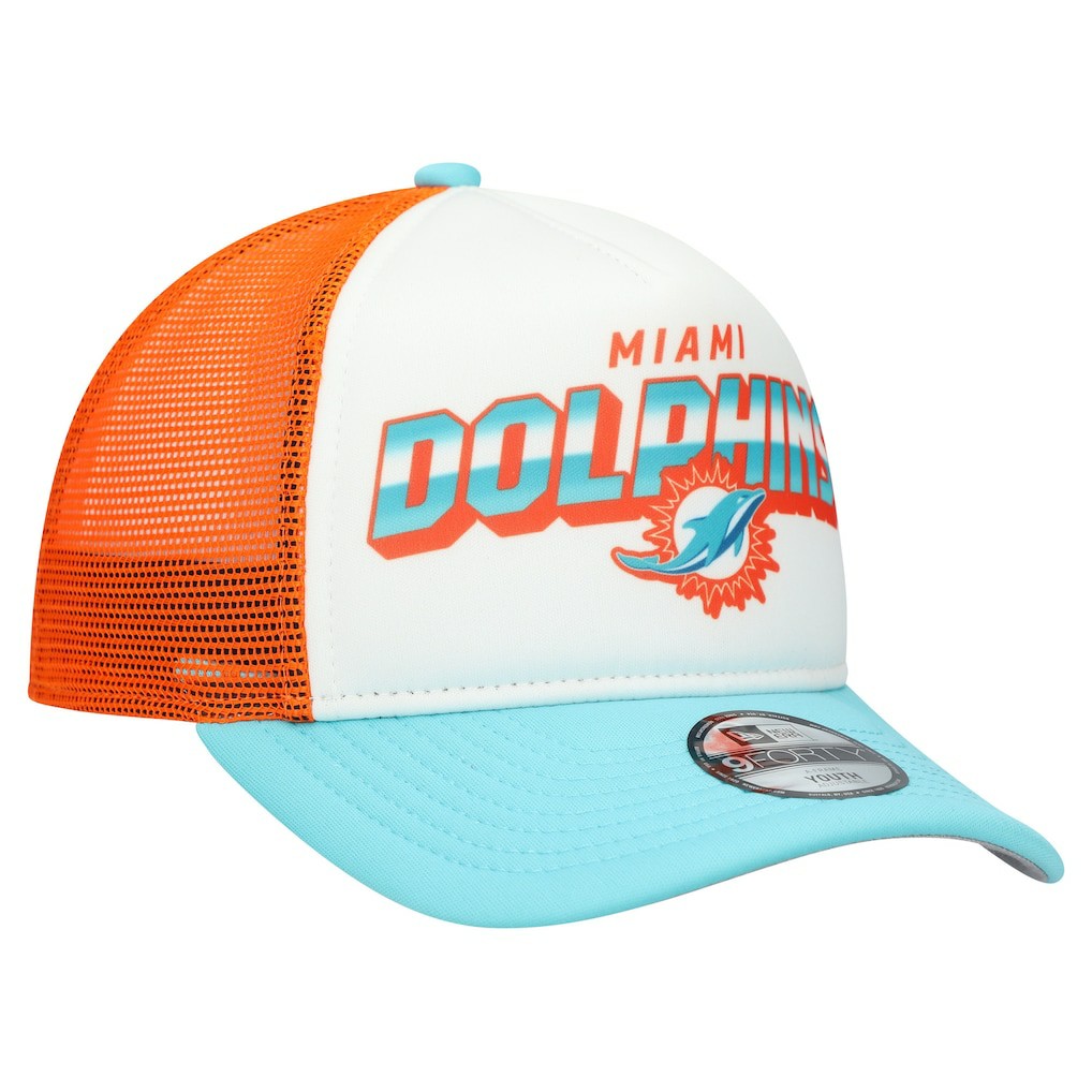 Miami Dolphins New Era Youth Streak 9FORTY A-Frame Adjustable Hat - White/Aqua for sale
