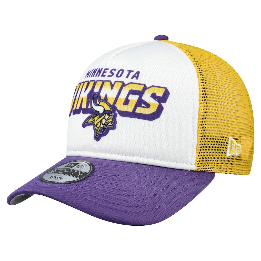 Minnesota Vikings New Era Youth Streak 9FORTY A-Frame Adjustable Hat - White/Purple on sale