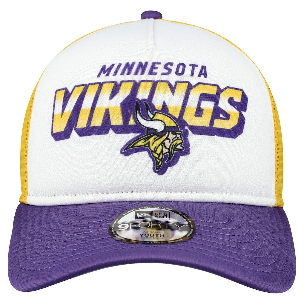 Minnesota Vikings New Era Youth Streak 9FORTY A-Frame Adjustable Hat - White/Purple on sale