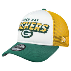 Green Bay Packers New Era Youth Streak 9FORTY A-Frame Adjustable Hat - White/Green outlet