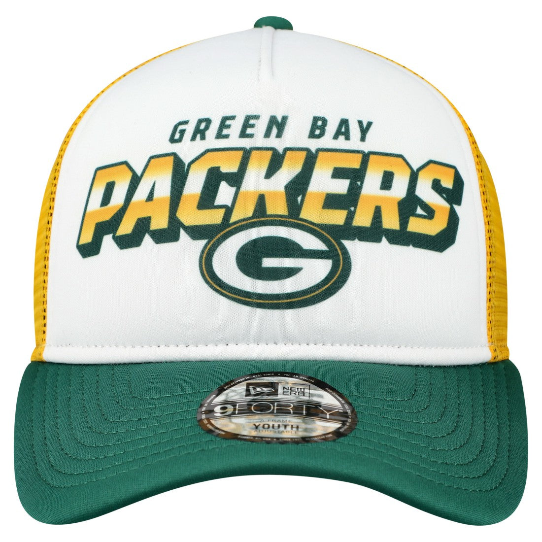 Green Bay Packers New Era Youth Streak 9FORTY A-Frame Adjustable Hat - White/Green outlet