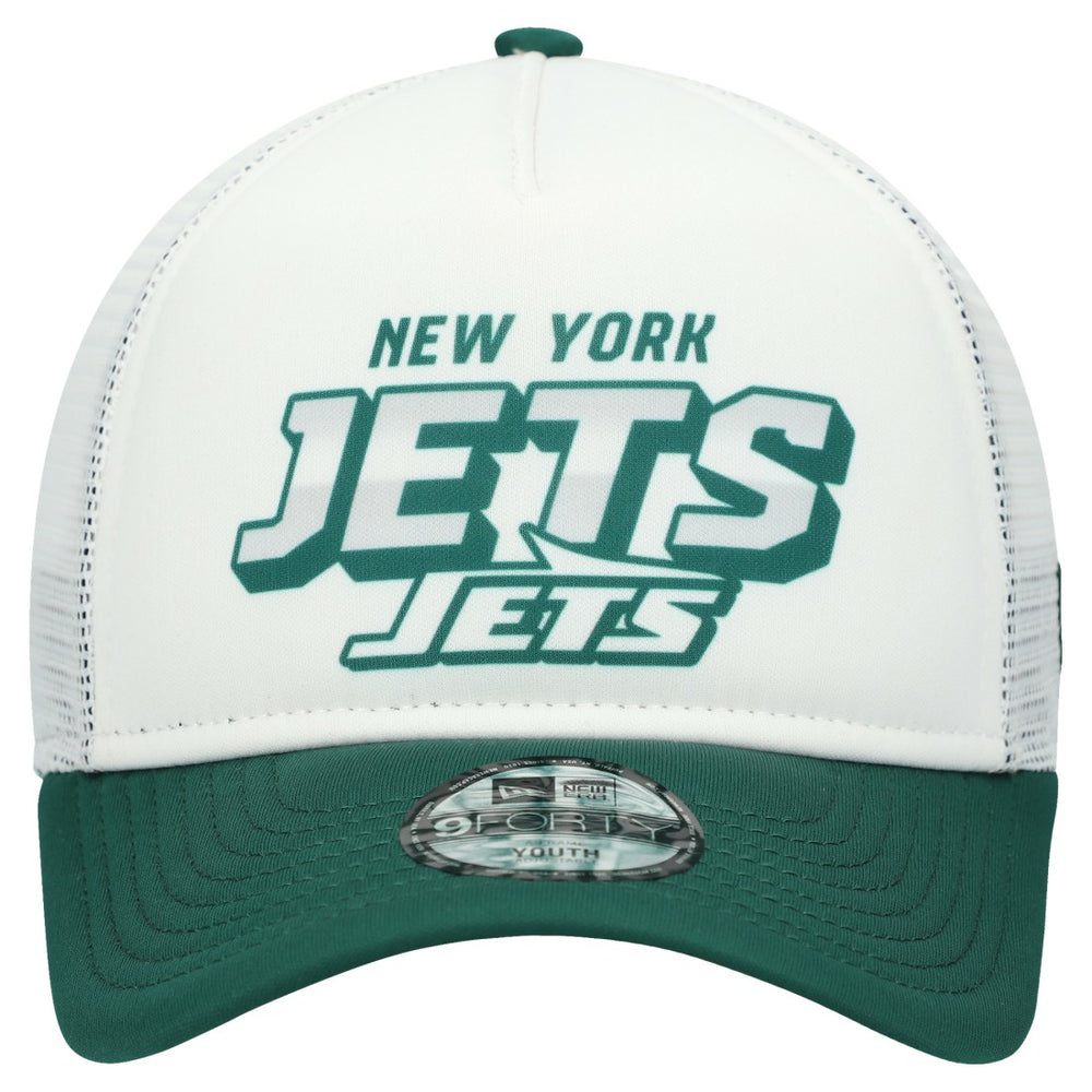 New York Jets New Era Youth Streak 9FORTY A-Frame Adjustable Hat - White/Green sale