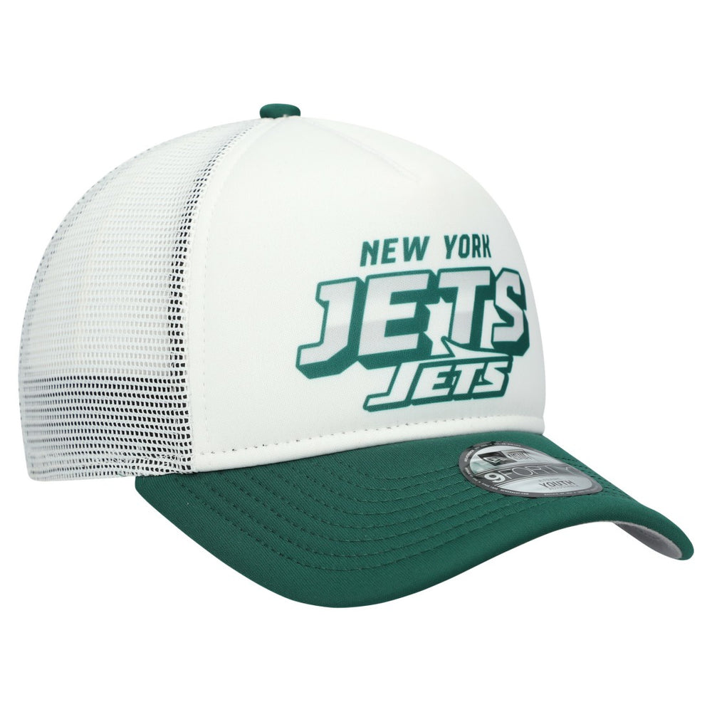 New York Jets New Era Youth Streak 9FORTY A-Frame Adjustable Hat - White/Green sale