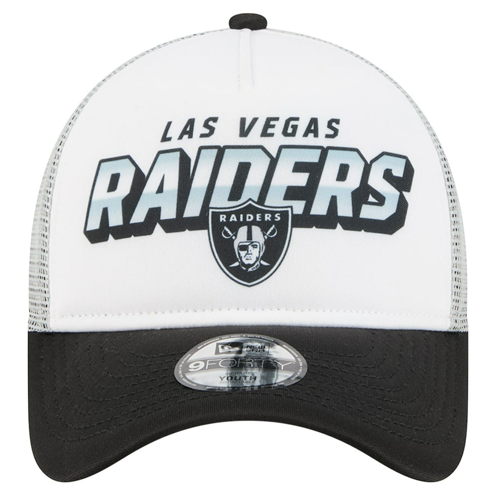 Las Vegas Raiders New Era Youth Streak 9FORTY A-Frame Adjustable Hat - White/Black sale