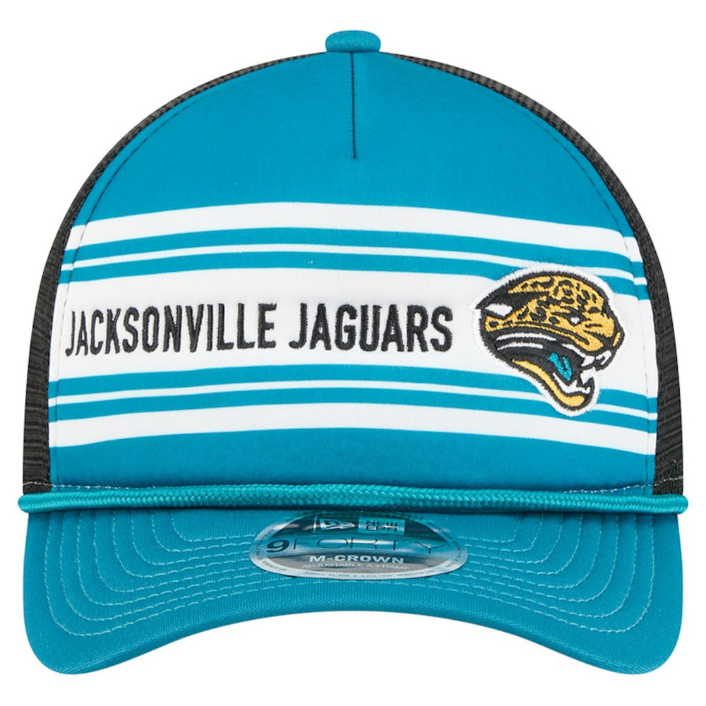 Jacksonville Jaguars New Era Throwback Linear A-Frame 9FORTY Adjustable Hat - Teal discount
