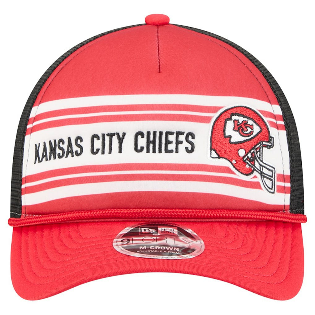Kansas City Chiefs New Era Linear A-Frame 9FORTY Adjustable Hat - Red discount