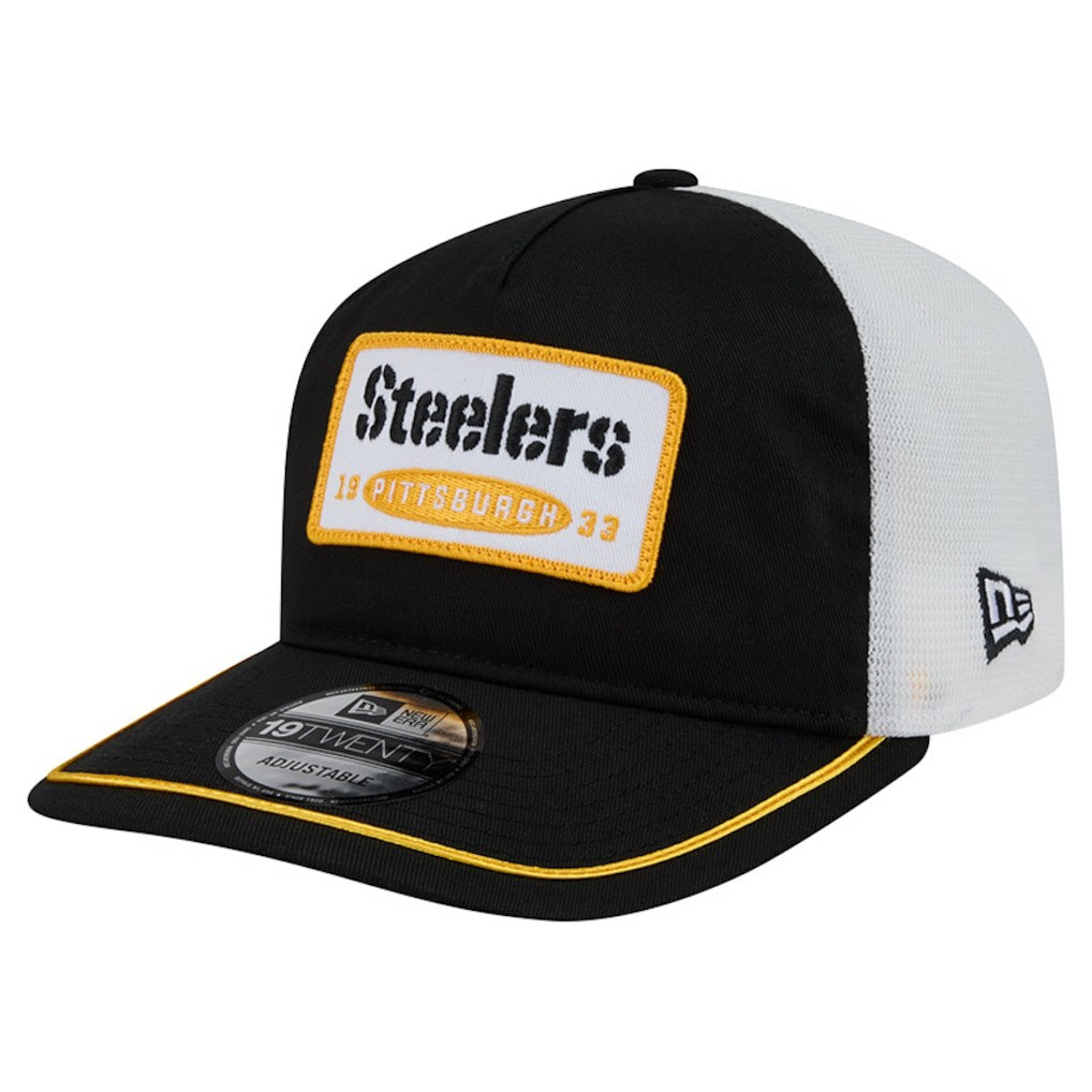 Pittsburgh Steelers New Era Patch 19TWENTY Adjustable Hat - Black/White on sale