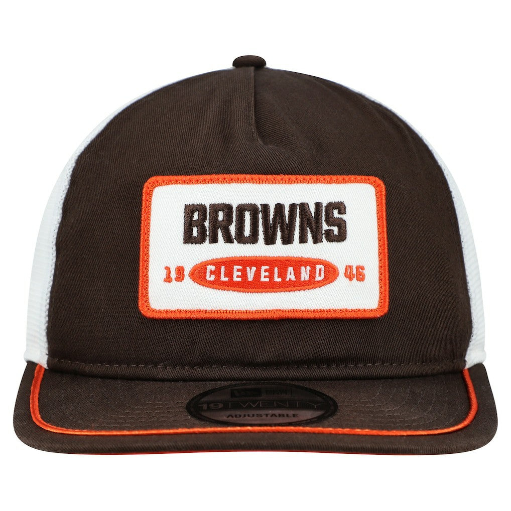 Cleveland Browns New Era Patch 19TWENTY Adjustable Hat - Brown/White online