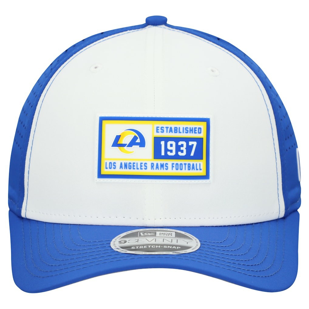 Los Angeles Rams New Era Established Patch 9SEVENTY Adjustable Hat - White/Royal for sale