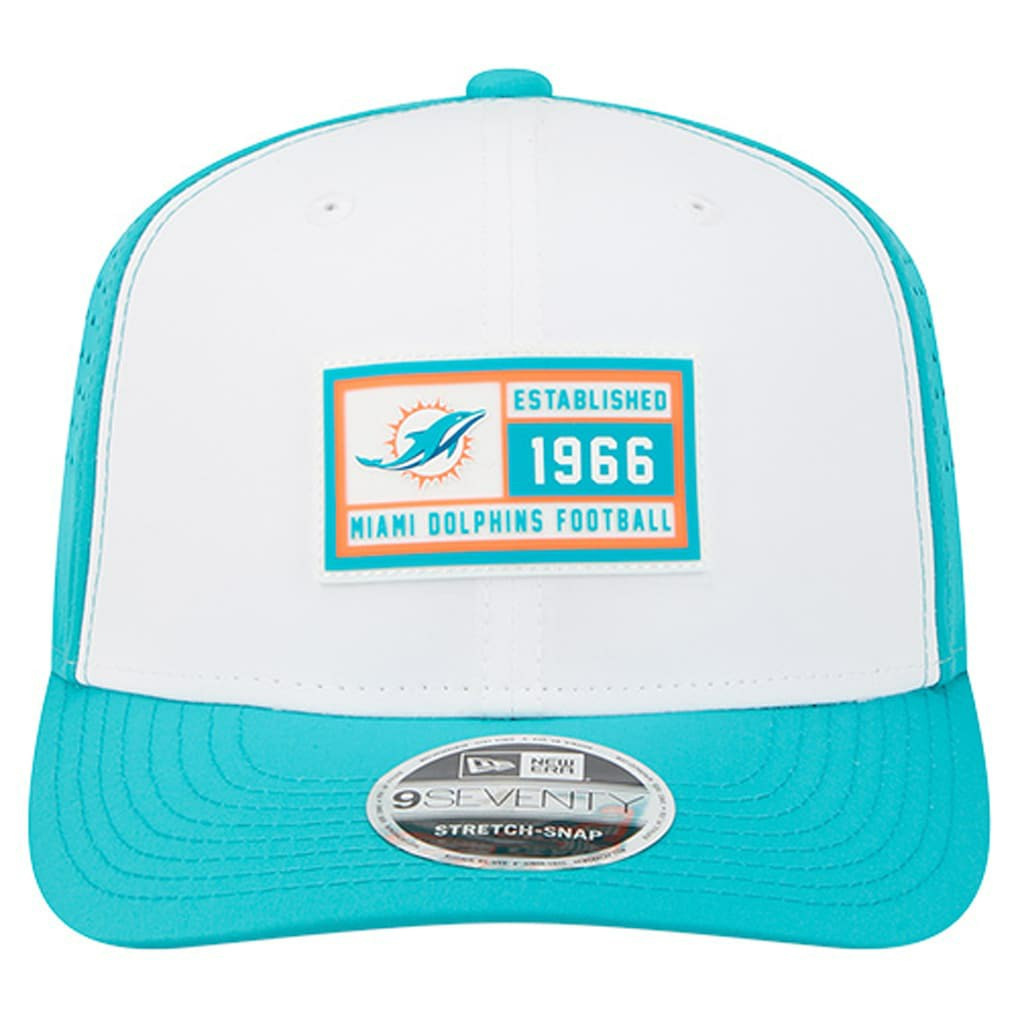Miami Dolphins New Era Established Patch 9SEVENTY Adjustable Hat - White/Aqua cheap