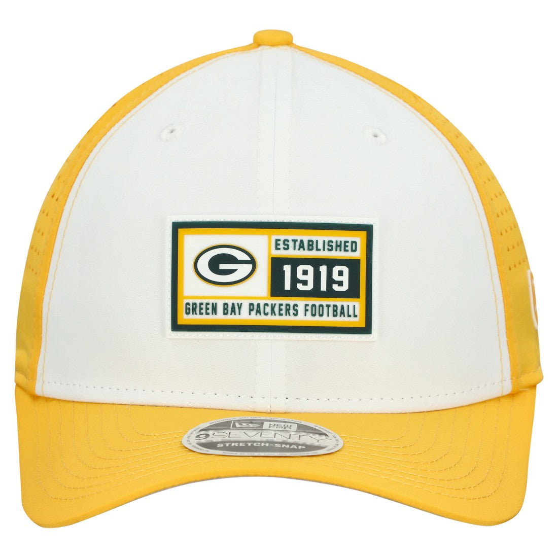 Green Bay Packers New Era Established Patch 9SEVENTY Adjustable Hat - White/Gold discount