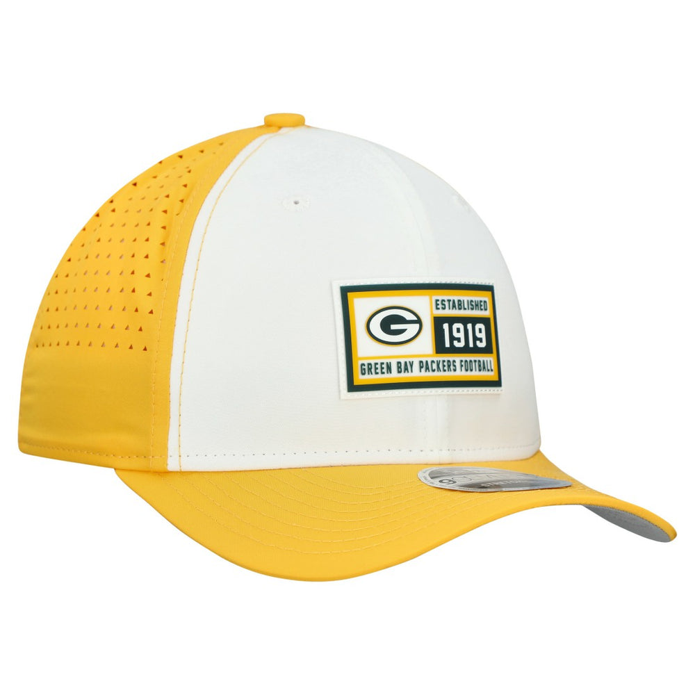 Green Bay Packers New Era Established Patch 9SEVENTY Adjustable Hat - White/Gold discount