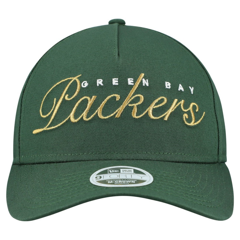 Green Bay Packers New Era Women's Metallic 9FORTY M-Crown A-Frame Adjustable Hat - Green cheap