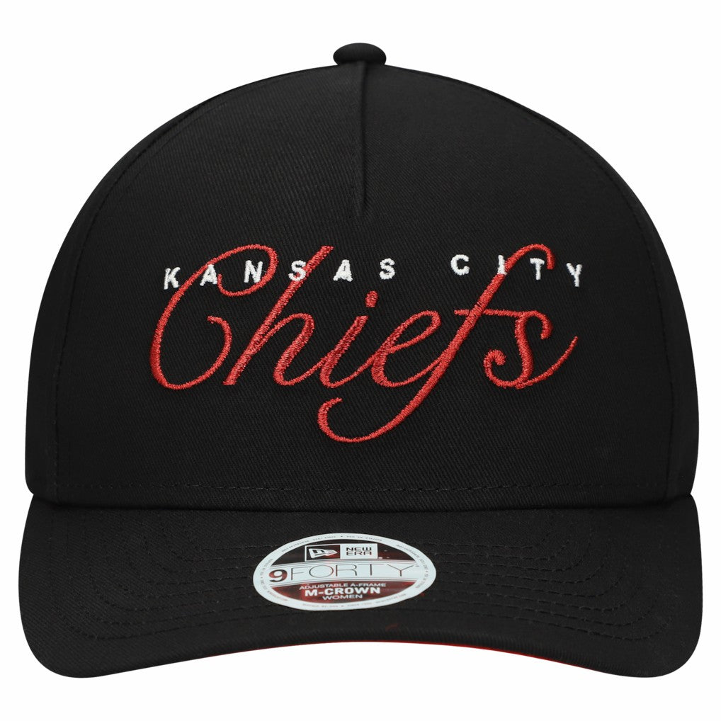 Kansas City Chiefs New Era Women's Metallic 9FORTY M-Crown A-Frame Adjustable Hat - Black discount