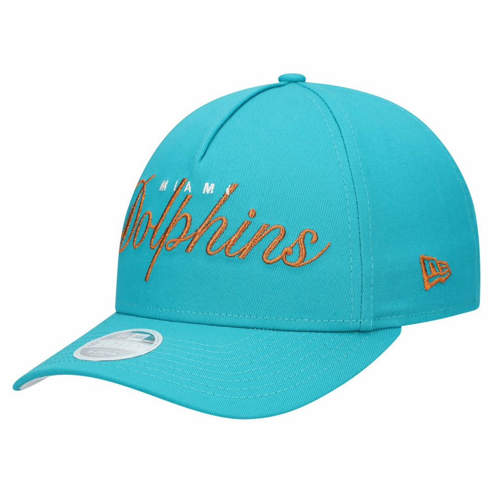 Miami Dolphins New Era Women's Metallic 9FORTY M-Crown A-Frame Adjustable Hat - Aqua discount