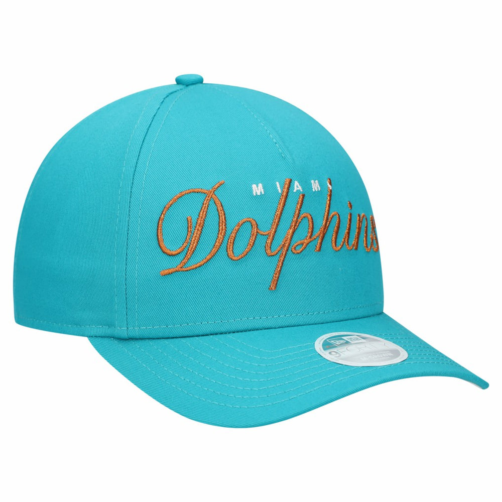 Miami Dolphins New Era Women's Metallic 9FORTY M-Crown A-Frame Adjustable Hat - Aqua discount